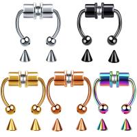 Stainless Steel Nose Piercing Jewelry, 316L Stainless Steel, with Magnet, Vacuum Plating, fashion jewelry, more colors for choice, 10mm,3mm, Sold By PC