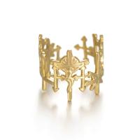 Titanium Staal Manchet Finger Ring, gold plated, Verstelbare & voor vrouw & hol, Verkocht door PC