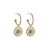 Titanium Steel  Earring, with Howlite, gold color plated, different styles for choice & for woman, Sold By Pair