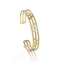 Partículas de aço abertura da pulseira, cromado de cor dourada, Ajustável & para mulher & vazio, vendido por PC