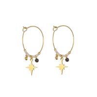 Titanium Steel  Earring, with Seedbead, gold color plated, for woman, 44mm, Sold By Pair
