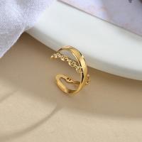 Titanium Steel Cuff Finger Ring, gold color plated, Adjustable & for woman & hollow, Sold By PC