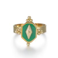 Titanium Čelik Finger Ring, zlatna boja pozlaćen, Podesiva & za žene & emajl, Prodano By PC