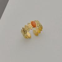 Titanium Staal Manchet Finger Ring, met Agaat, gold plated, Verstelbare & voor vrouw, Verkocht door PC