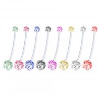 Acrylic Belly Ring with 316L Stainless Steel Round random style & for woman mixed colors 8mm 5mm Sold By PC