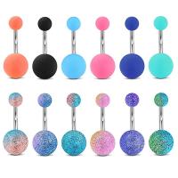 Acrylic Belly Ring with Rubber & Plastic Pearl & 316L Stainless Steel Round Unisex & with rhinestone 10mm 8mm 5mm Sold By Set