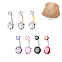 Stainless Steel Belly Ring 316L Stainless Steel Vacuum Ion Plating Unisex & micro pave cubic zirconia 10mm 8mm 5mm Sold By PC