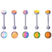 Edelstahl Zungenring, 316 L Edelstahl, rund, zufällig gesendet & für Frau & Emaille, gemischte Farben, 16x1.6mm, 5mm, 7mm, verkauft von PC