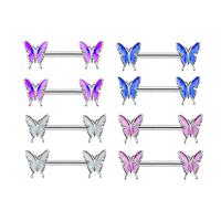 Stainless Steel Nipple Ring 316L Stainless Steel with Zinc Alloy Butterfly for woman & enamel 19mm Sold By PC