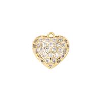 Cubic Zirconia Micro Pave Brass Pendant, Heart, gold color plated, micro pave cubic zirconia, 11x11mm, Sold By PC