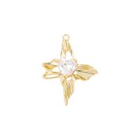 Cubic Zirconia Micro Pave Brass Pendant, gold color plated, micro pave cubic zirconia & hollow, 21x26mm, Sold By PC