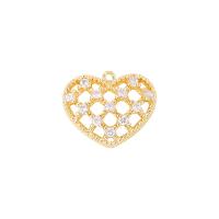 Cubic Zirconia Micro Pave Brass Pendant Heart gold color plated micro pave cubic zirconia & hollow Sold By PC
