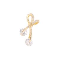 Cubic Zirconia Micro Pave Brass Pendant, Bowknot, gold color plated, micro pave cubic zirconia, 9x20mm, Sold By PC