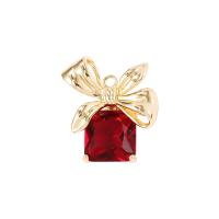 Cubic Zirconia Micro Pave Brass Pendant, gold color plated, micro pave cubic zirconia, red, 17x21mm, Sold By PC