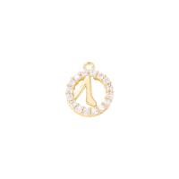 Cubic Zirconia Micro Pave Brass Pendant, Flat Round, gold color plated, micro pave cubic zirconia & hollow, 10x10mm, Sold By PC