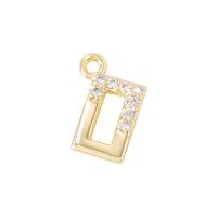 Cubic Zirconia Micro Pave Brass Pendant Rectangle gold color plated micro pave cubic zirconia & hollow Sold By PC