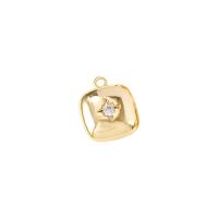 Cubic Zirconia Micro Pave Brass Pendant Square gold color plated micro pave cubic zirconia Sold By PC