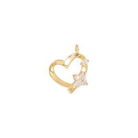 Cubic Zirconia Micro Pave Brass Pendant, gold color plated, micro pave cubic zirconia & hollow, 12x14.50mm, Sold By PC