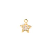Cubic Zirconia Micro Pave Brass Pendant, Star, gold color plated, micro pave cubic zirconia, 8x9mm, Sold By PC