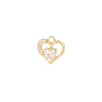Cubic Zirconia Micro Pave Brass Pendant, Heart, gold color plated, micro pave cubic zirconia & hollow, 8x7.70mm, Sold By PC