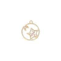 Cubic Zirconia Micro Pave Brass Pendant, gold color plated, micro pave cubic zirconia & hollow, 11.70x11.70mm, Sold By PC