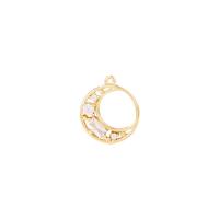 Cubic Zirconia Micro Pave Brass Pendant gold color plated micro pave cubic zirconia & hollow Sold By PC
