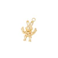 Bijoux pendentifs en laiton, lapin, Placage de couleur d'or, creux, 15x24mm, Vendu par PC