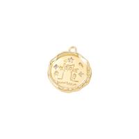 Цирконий Micro Pave латунь подвеска, Латунь, плакирован золотом, инкрустированное микро кубического циркония, 15x15mm, продается PC