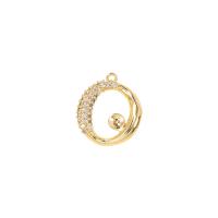 Cubic Zirconia Micro Pave Brass Pendant gold color plated DIY & micro pave cubic zirconia & hollow Sold By PC