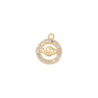 Cubic Zirconia Micro Pave Brass Pendant, gold color plated, micro pave cubic zirconia & hollow, 11x11mm, Sold By PC