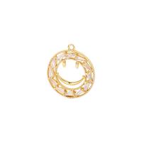 Cubic Zirconia Micro Pave Brass Pendant, gold color plated, micro pave cubic zirconia & hollow, 19.50x19.50mm, Sold By PC