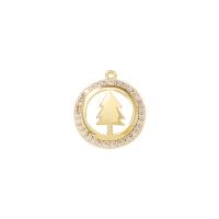 Cubic Zirconia Micro Pave Brass Pendant, Flat Round, gold color plated, micro pave cubic zirconia & hollow, 15x15mm, Sold By PC