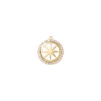 Cubic Zirconia Micro Pave Brass Pendant, gold color plated, micro pave cubic zirconia & hollow, 15x15mm, Sold By PC