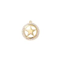 Cubic Zirconia Micro Pave Brass Pendant, pentagram, gold color plated, micro pave cubic zirconia & hollow, 15x15mm, Sold By PC