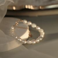 Bracelet en perles de culture d'eau douce, argent sterling 925, avec perle d'eau douce cultivée, Placage, styles différents pour le choix & pour femme, plus de couleurs à choisir, Longueur:Environ 5.9 pouce, Vendu par PC