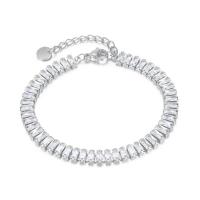 Stainless Steel Jewelry Bracelet, 304 Stainless Steel, with 1.77inch extender chain, fashion jewelry & micro pave cubic zirconia & for woman, more colors for choice, Length:Approx 6.5 Inch, Sold By PC