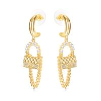 Cubic Zirconia Micro Pave Brass Earring with Plastic Pearl fashion jewelry & micro pave cubic zirconia & for woman golden nickel lead & cadmium free 52mm Sold By Pair
