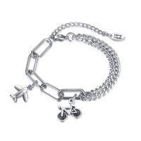 Stainless Steel Jewelry Bracelet, 304 Stainless Steel, with Tibetan Style, with 2.36inch extender chain, fashion jewelry & for woman, original color, Length:Approx 6.3 Inch, Sold By PC