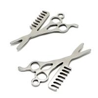 Stainless Steel Pendants 304 Stainless Steel Scissors machine polished DIY original color Sold By PC