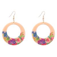 Tibetan Style Drop Earrings, with Acetate, Round, fashion jewelry & for woman, multi-colored, 64x44mm, Sold By Pair