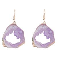 Boucles d'oreilles en alliage de zinc, avec résine, fade et jamais plaqué de haute qualité, bijoux de mode & pour femme, violet, 54x32mm, Vendu par paire