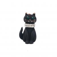 Zinc Alloy Brooches Cat painted fashion jewelry & for woman & with rhinestone black Sold By PC