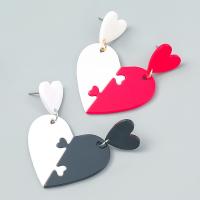 Zinc Alloy Drop Earrings with Resin Heart fashion jewelry & for woman Sold By Pair