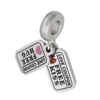 Stainless Steel European Pendants, 316 Stainless Steel, Rectangle, Unisex & enamel, original color, 8x24x1.50mm, Hole:Approx 4mm, Sold By PC