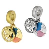 Stainless Steel European Pendants, 316 Stainless Steel, Flat Round, Vacuum Ion Plating, Unisex & enamel, more colors for choice, 23x2mm, Hole:Approx 4mm, Sold By PC