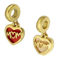 Stainless Steel European Pendants, 316 Stainless Steel, Heart, Vacuum Ion Plating, Unisex & enamel & hollow, more colors for choice, 11x23x2mm, Hole:Approx 4mm, Sold By PC