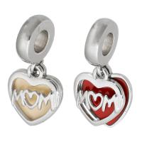 Stainless Steel European Pendants, 316 Stainless Steel, Heart, Vacuum Ion Plating, Unisex & enamel & hollow, more colors for choice, 11x23x2mm, Hole:Approx 4mm, Sold By PC
