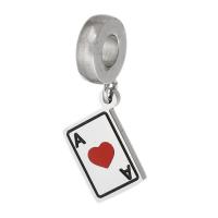 Stainless Steel European Pendants, 316 Stainless Steel, Poker, Unisex & enamel, red, 10x23x1.50mm, Hole:Approx 4mm, Sold By PC