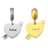 Stainless Steel European Pendants, 316 Stainless Steel, Heart, Vacuum Ion Plating, Unisex & different size for choice & enamel, more colors for choice, Hole:Approx 5mm, Sold By PC