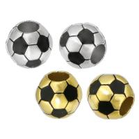 Edelstahl-Perlen mit großem Loch, 316 Edelstahl, Fussball, DIY & Emaille, keine, 9x10x10mm, Bohrung:ca. 4mm, verkauft von PC